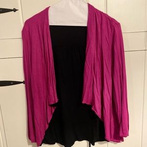 Waterfall front fuchsia pink cardigan. No tags. Fully lined in black. Super soft